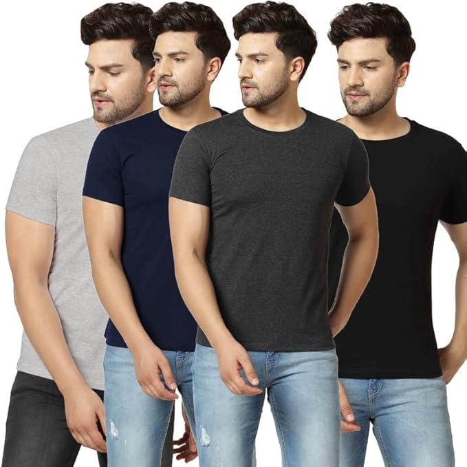 Pack of 4 Solid Round Neck T-Shirts