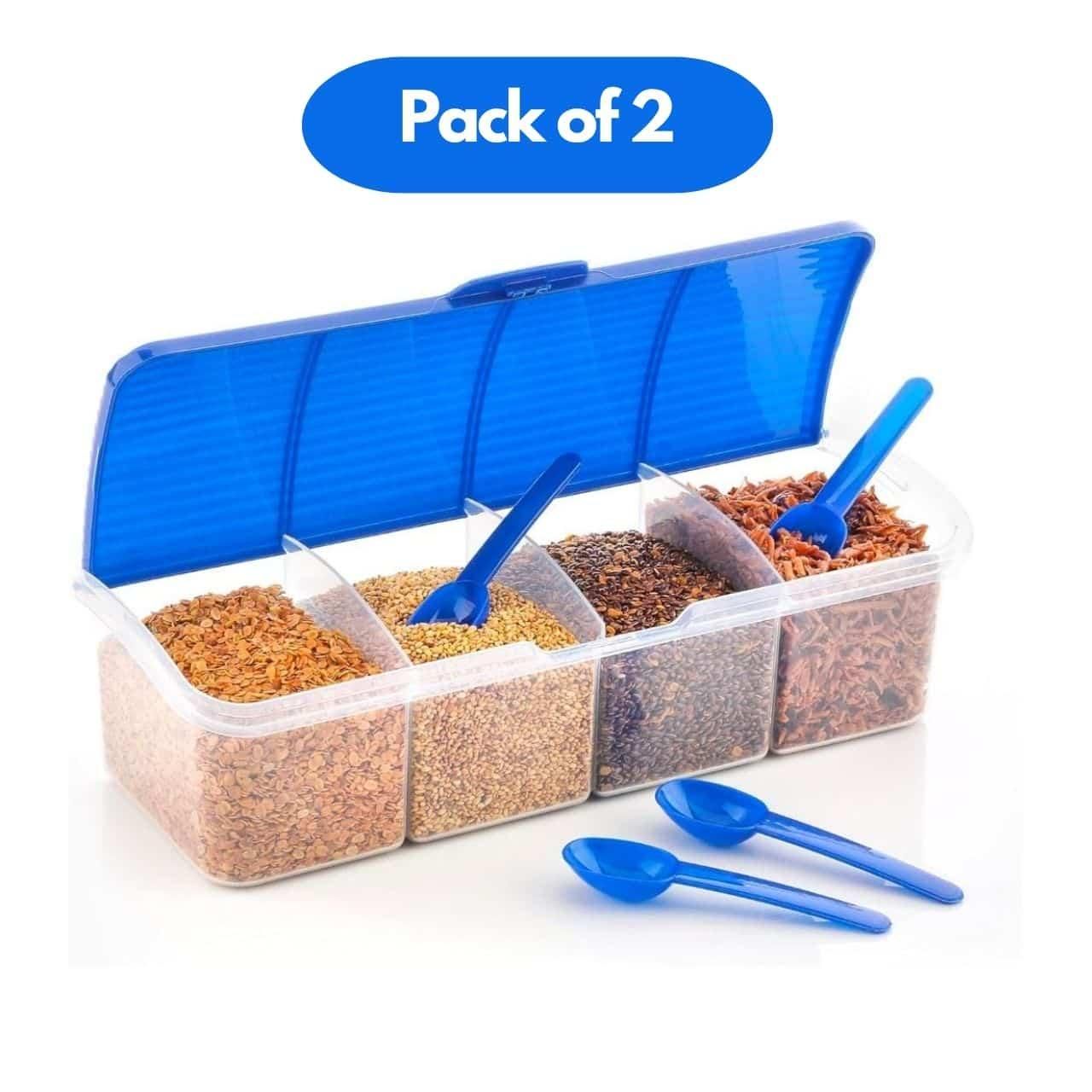 4 - in - 1 Spice Vault with Measuring Spoons and Airtight Lid Pack of 2 - OSAK ENTERPRISES