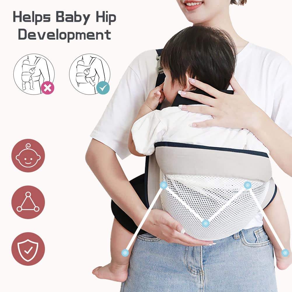 Baby Sling Carrier Adjustable Baby Holder Carrier Baby Half Wrapped Sling Hip Carrier Breathable Cotton Mesh Fabric for Newborn - OSAK ENTERPRISES