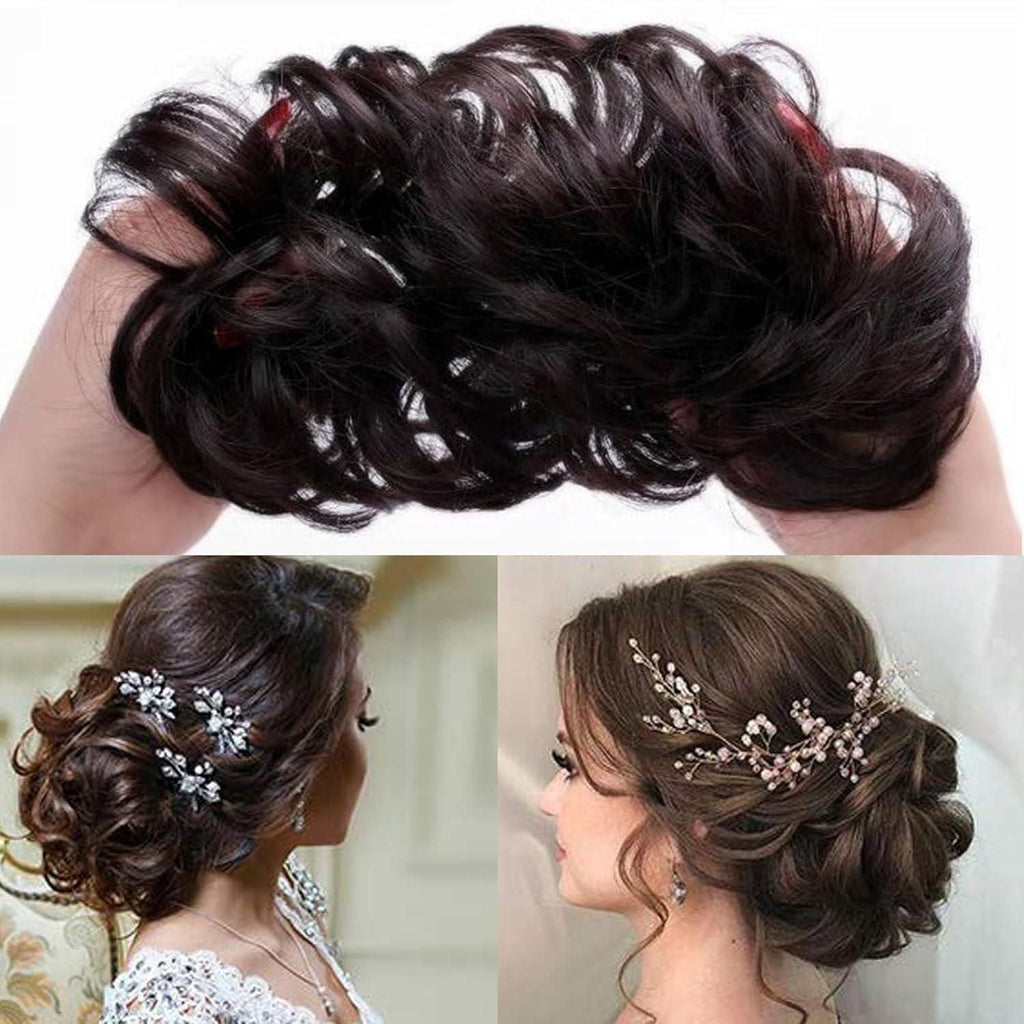 Elastic Artificial Hair Bun Brown & Black (Pack of 2) - OSAK ENTERPRISES