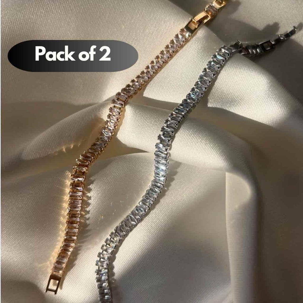Emerald Diamond Tennis Bracelet Pack of 2 - OSAK ENTERPRISES