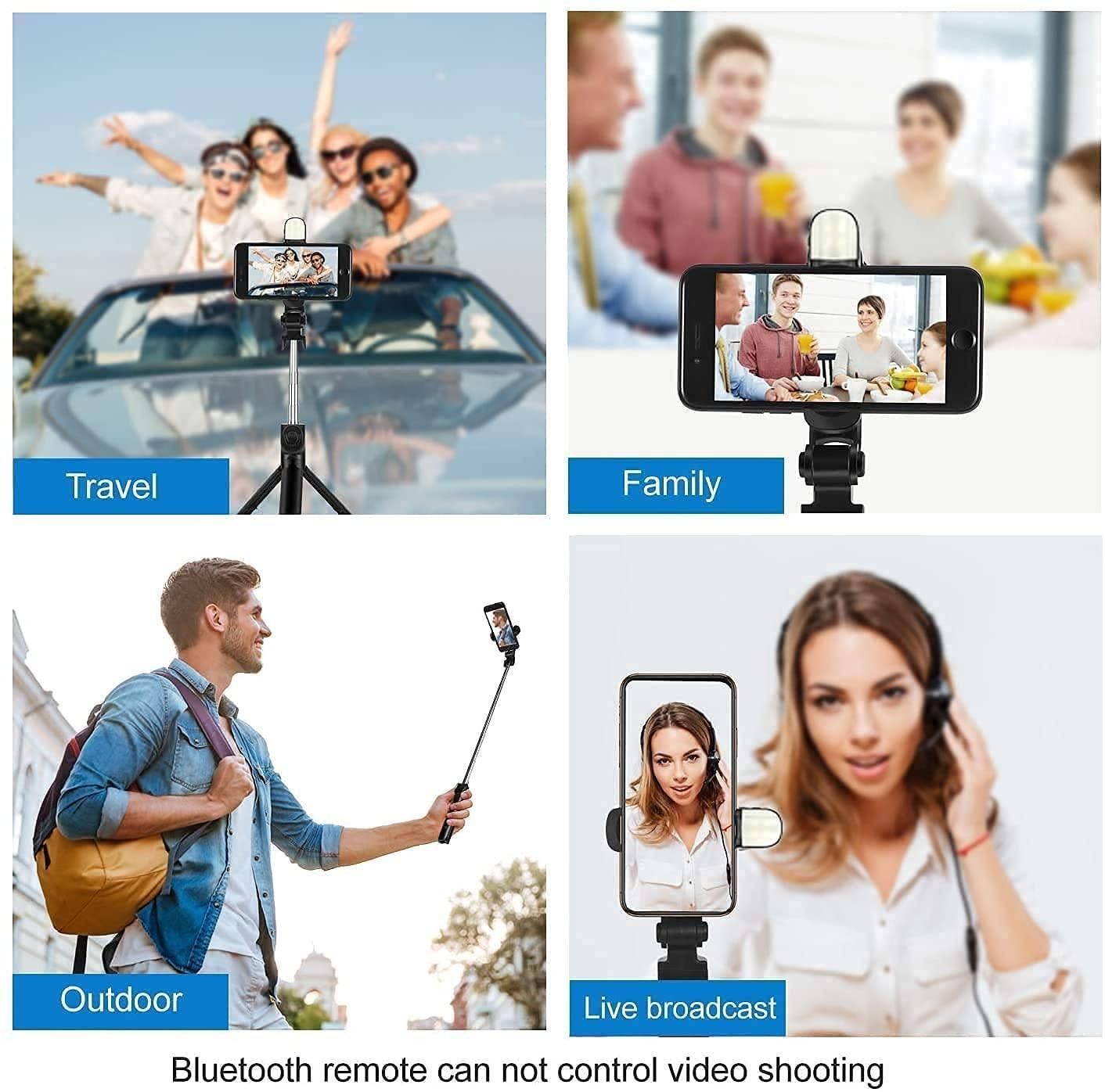 Extendable Flash 3 - in - 1 Selfie Stick Tripod with Bluetooth Remote - OSAK ENTERPRISES