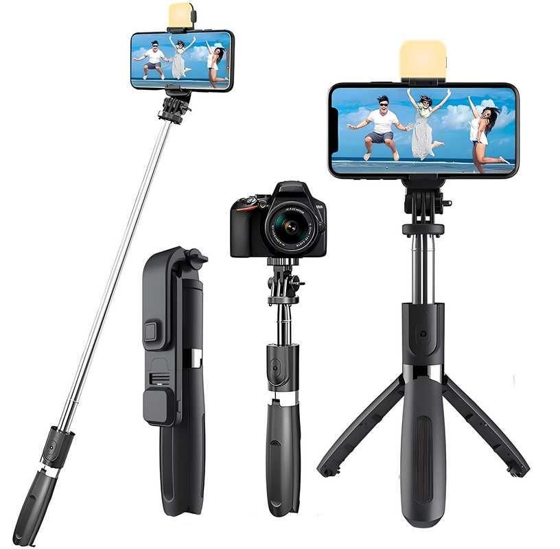 Extendable Flash 3 - in - 1 Selfie Stick Tripod with Bluetooth Remote - OSAK ENTERPRISES