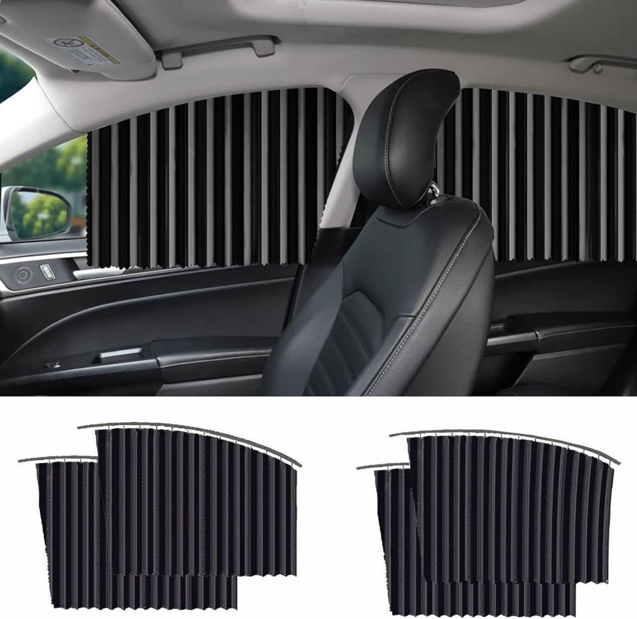 Foldable Car Window Privacy Curtains Sunshade Side Magnet Pleated Car Window Curtain - OSAK ENTERPRISES