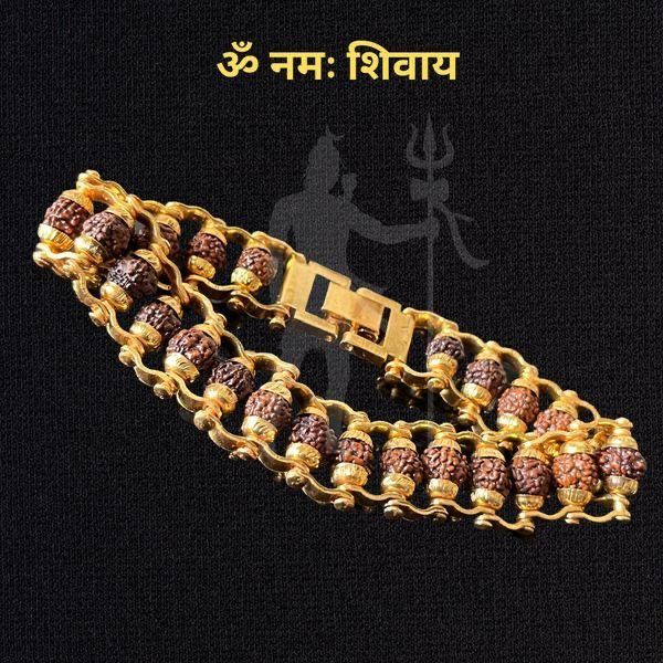 Genuine Paanch Mukhi Modern Rudraksha Bracelet With Gold Plating. - OSAK ENTERPRISES