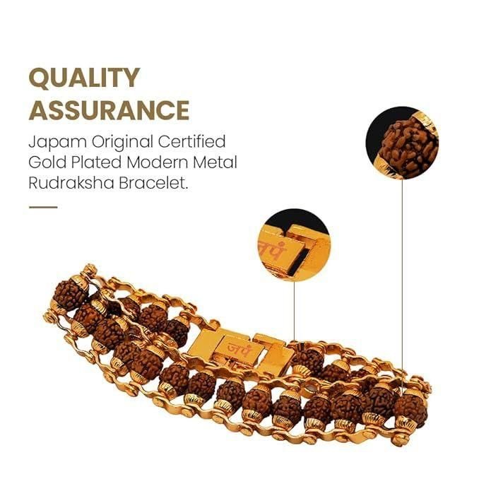 Genuine Paanch Mukhi Modern Rudraksha Bracelet With Gold Plating. - OSAK ENTERPRISES