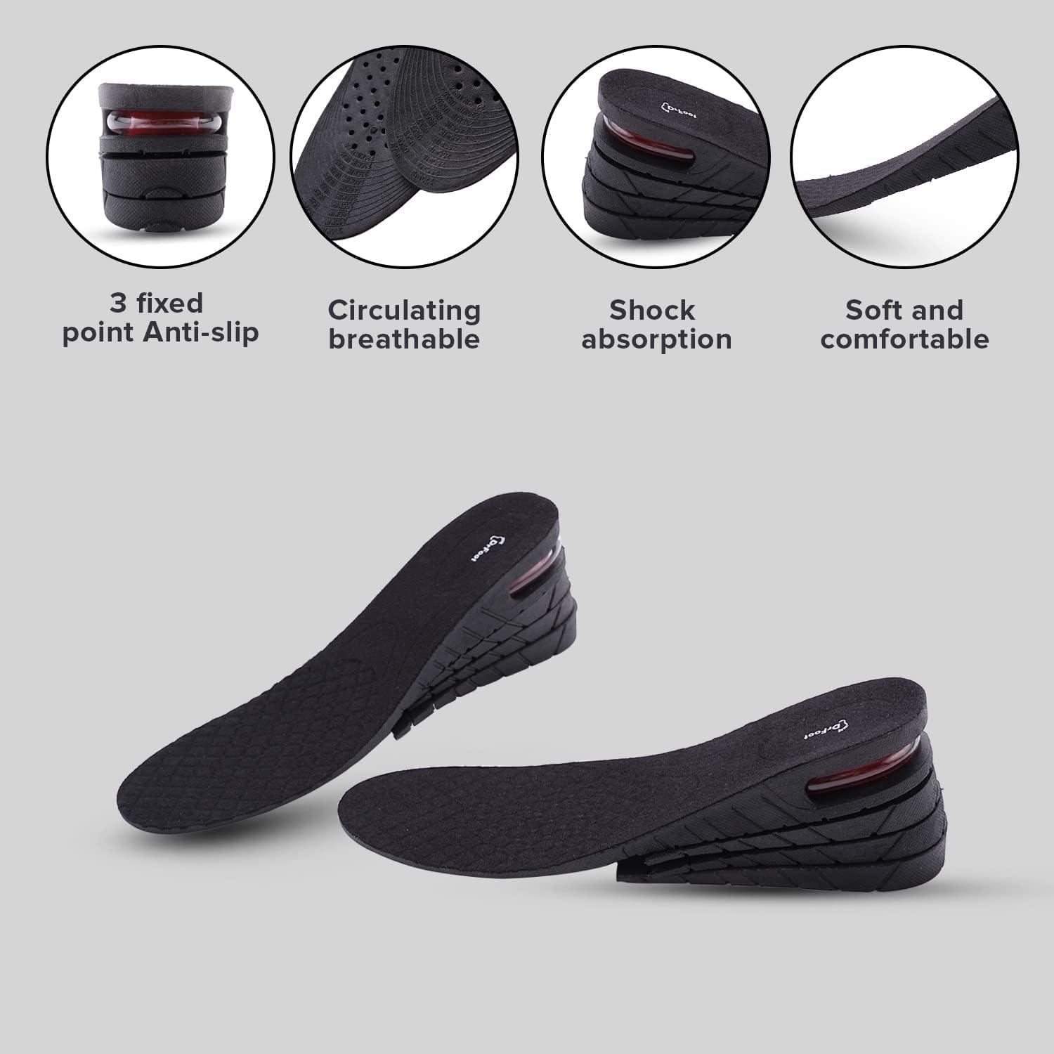 Height Increase Insole Heel Raisers Orthotic Insoles Adjustable Elevator Lift Kit Shoe Lifts - OSAK ENTERPRISES
