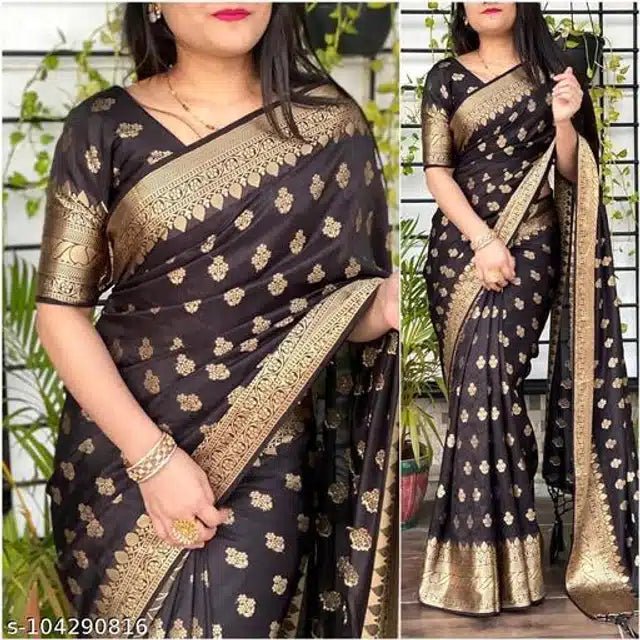 Jacquard Saree For Women (Brown, 6.3m) - OSAK ENTERPRISES