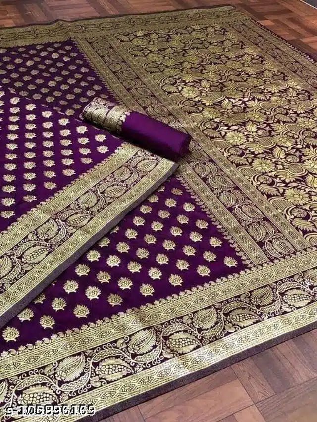 Jacquard Saree For Women (Purple, 6.3m) - OSAK ENTERPRISES