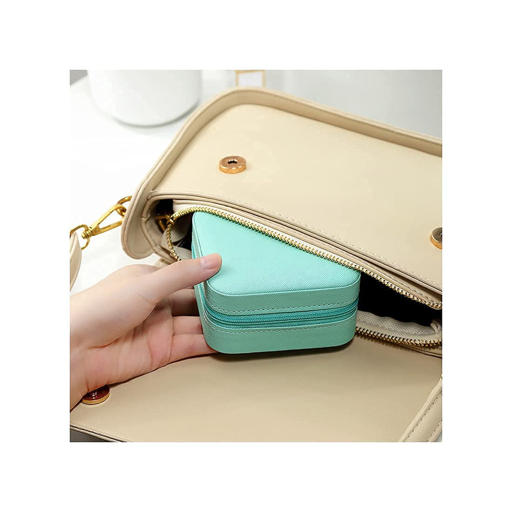 Jewellery Organizer PU Leather Zipper Portable Storage Box Case with Divider Container for Rings - OSAK ENTERPRISES