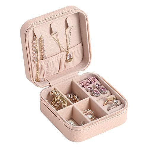 Leather Small Jewelry Box, Travel Portable Jewelry Case For Ring, Pendant, Earring, Necklace, Bracelet - OSAK ENTERPRISES