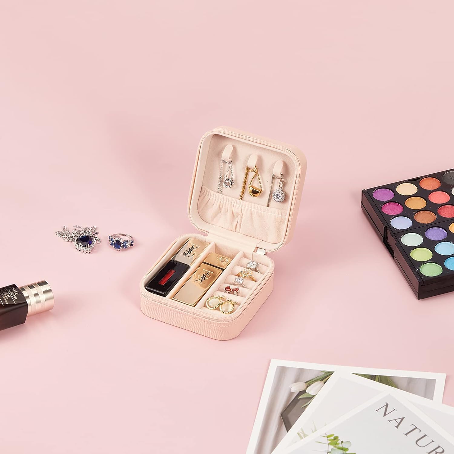 Leather Small Jewelry Box, Travel Portable Jewelry Case For Ring, Pendant, Earring, Necklace, Bracelet - OSAK ENTERPRISES