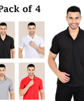 Men Solid Polo Neck Multicolor T-Shirt Pack of 4 - OSAK ENTERPRISES