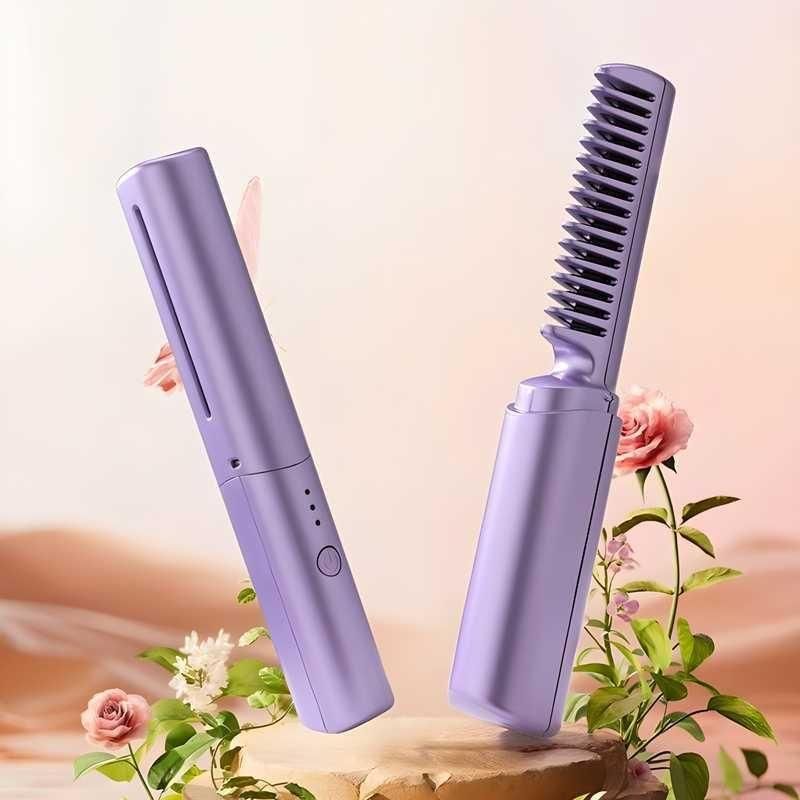 Meneflix Portable Mini Hair Straightener Cordless Rechargeable Mini Adjustable Hair Straightener Hot Comb - OSAK ENTERPRISES