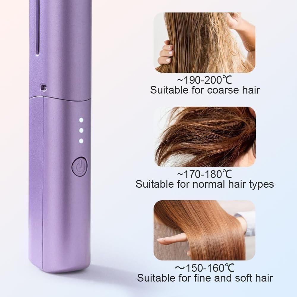 Meneflix Portable Mini Hair Straightener Cordless Rechargeable Mini Adjustable Hair Straightener Hot Comb - OSAK ENTERPRISES