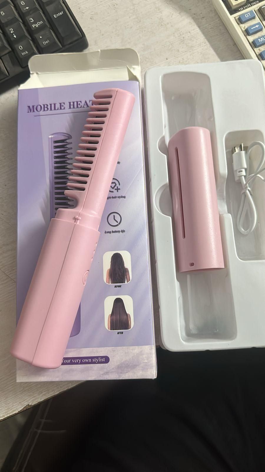 Meneflix Portable Mini Hair Straightener Cordless Rechargeable Mini Adjustable Hair Straightener Hot Comb - OSAK ENTERPRISES