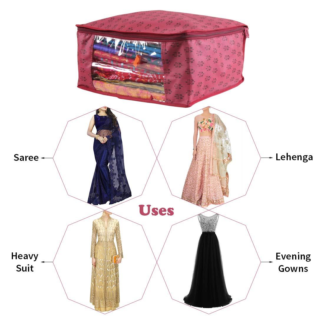 Saree Cover - Printed Non Woven Saree Cover with Transparent Window (Set of 3) - OSAK ENTERPRISES