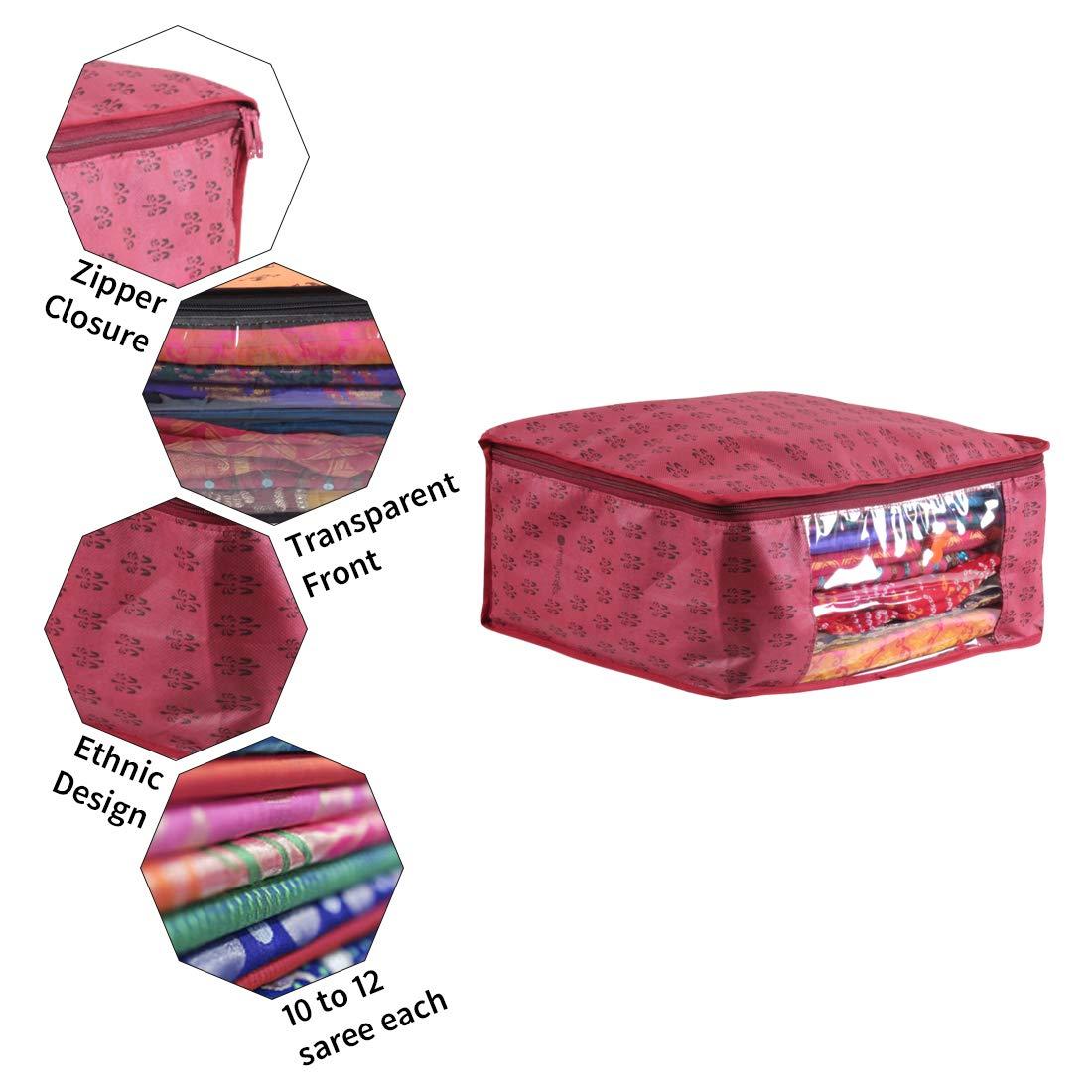 Saree Cover - Printed Non Woven Saree Cover with Transparent Window (Set of 3) - OSAK ENTERPRISES