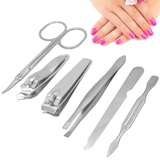 SJ 6 in 1 Nail Art Clipper Pedicure Manicure Tweezer Cutter Earpick Tool Set - 29 - OSAK ENTERPRISES