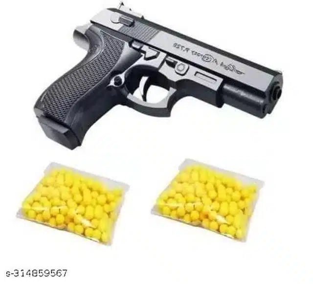 Toy Gun with Plastic Bullets (Black & Yellow, Set of 1) - OSAK ENTERPRISES