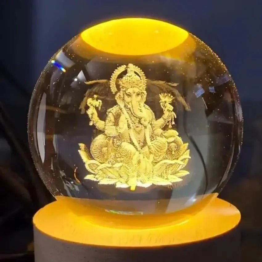 Transparent Ganesh Ji Crystal Ball Night Lamp - OSAK ENTERPRISES