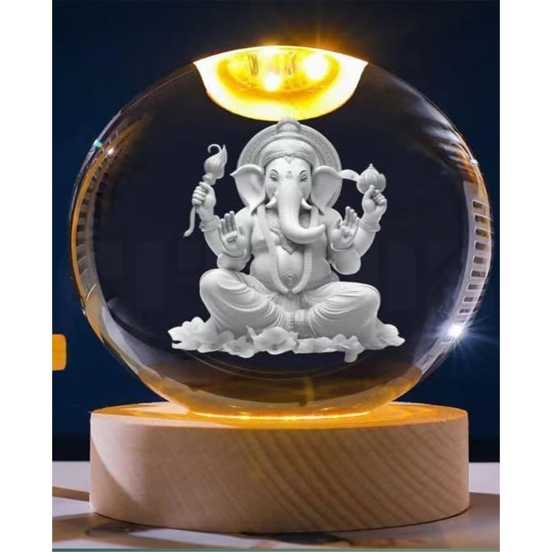 Transparent Ganesh Ji Crystal Ball Night Lamp - OSAK ENTERPRISES